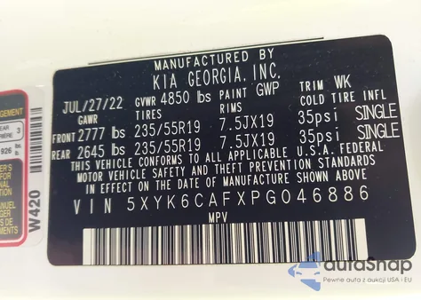 2023 Kia Sportage X-Line из США, поврежденный, VIN 5XYK6CAFXPG046886